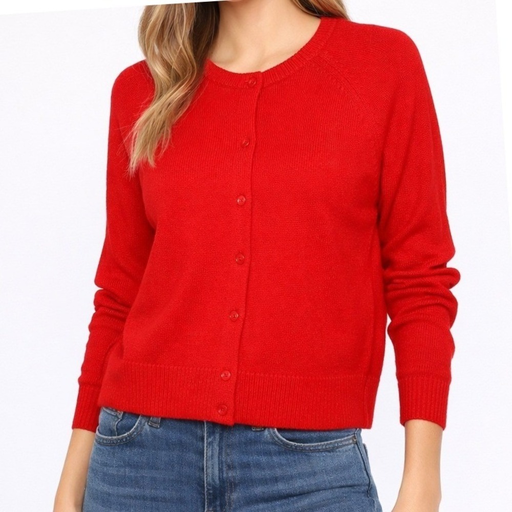 NWT RUMORED‎ Seabrook Cardigan Rose Red Button Front Knit Cardigan Sweater XL